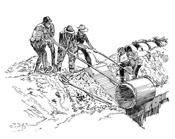 Laying a sewer pipe: Rod Shaw