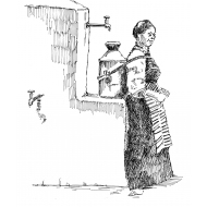 Woman loading water onto her back at a standpost (Artist: Shaw, Rod)